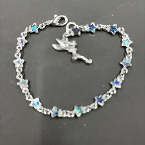 Blue Star Disney Tinker Bell Bracelet Silver Tone With Tinkerbell Charm
